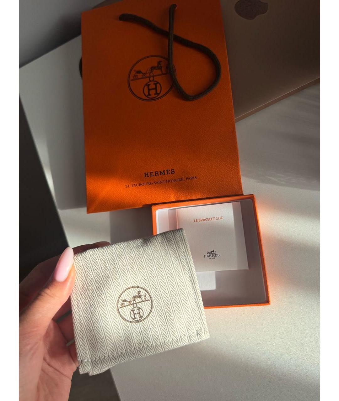 HERMES Белый браслет из желтого золота, фото 7