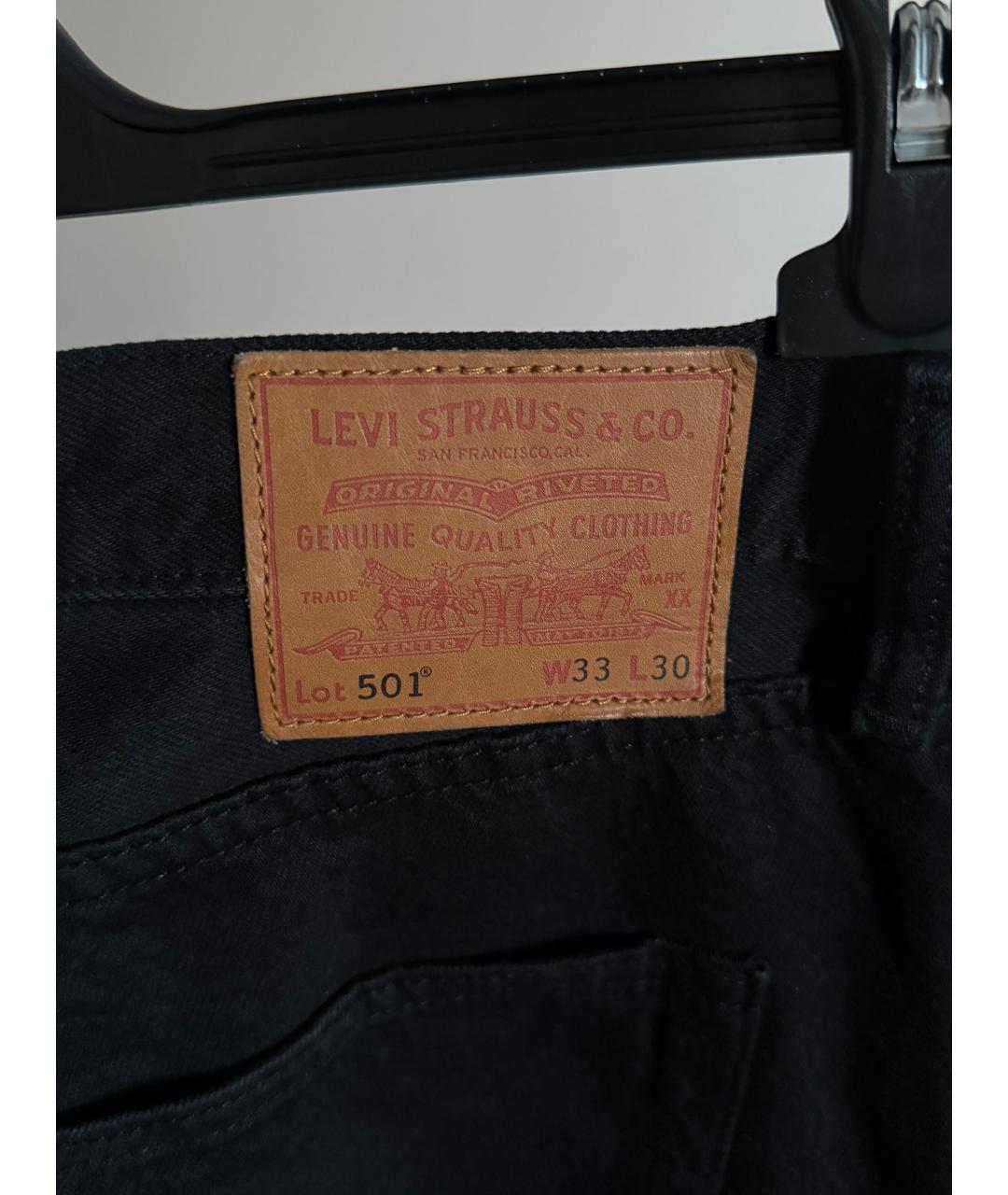 LEVI'S Черные хлопковые прямые джинсы, фото 4
