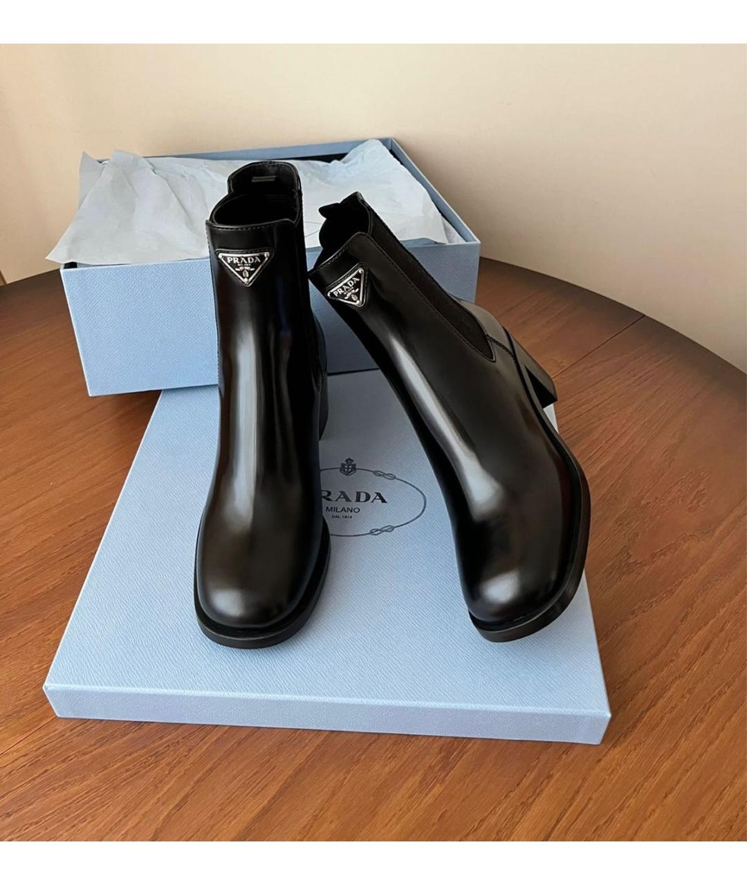 PRADA Черные кожаные ботильоны, фото 6