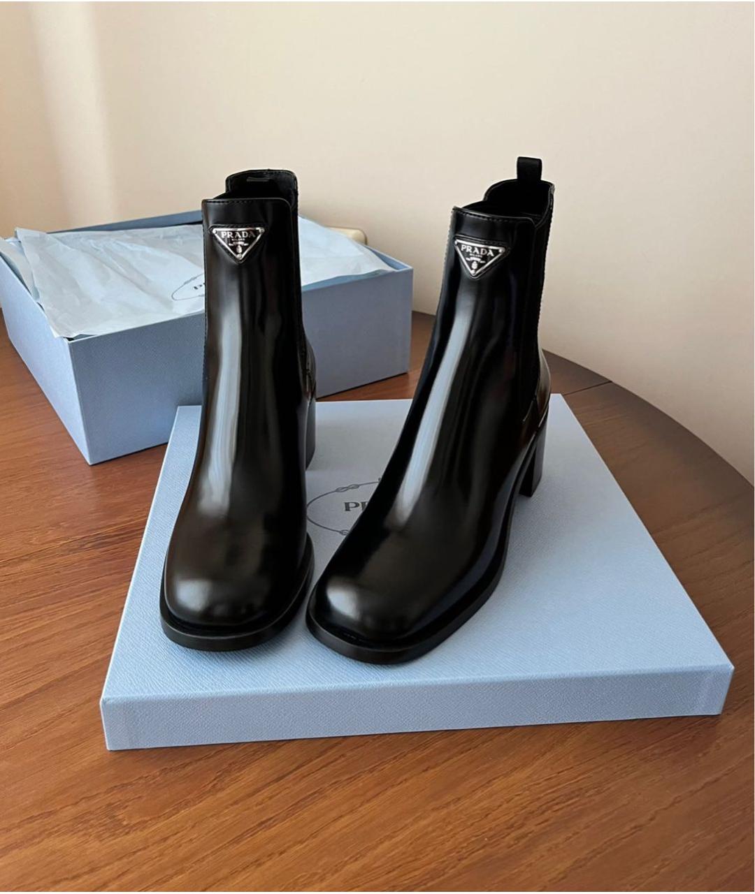 PRADA Черные кожаные ботильоны, фото 7