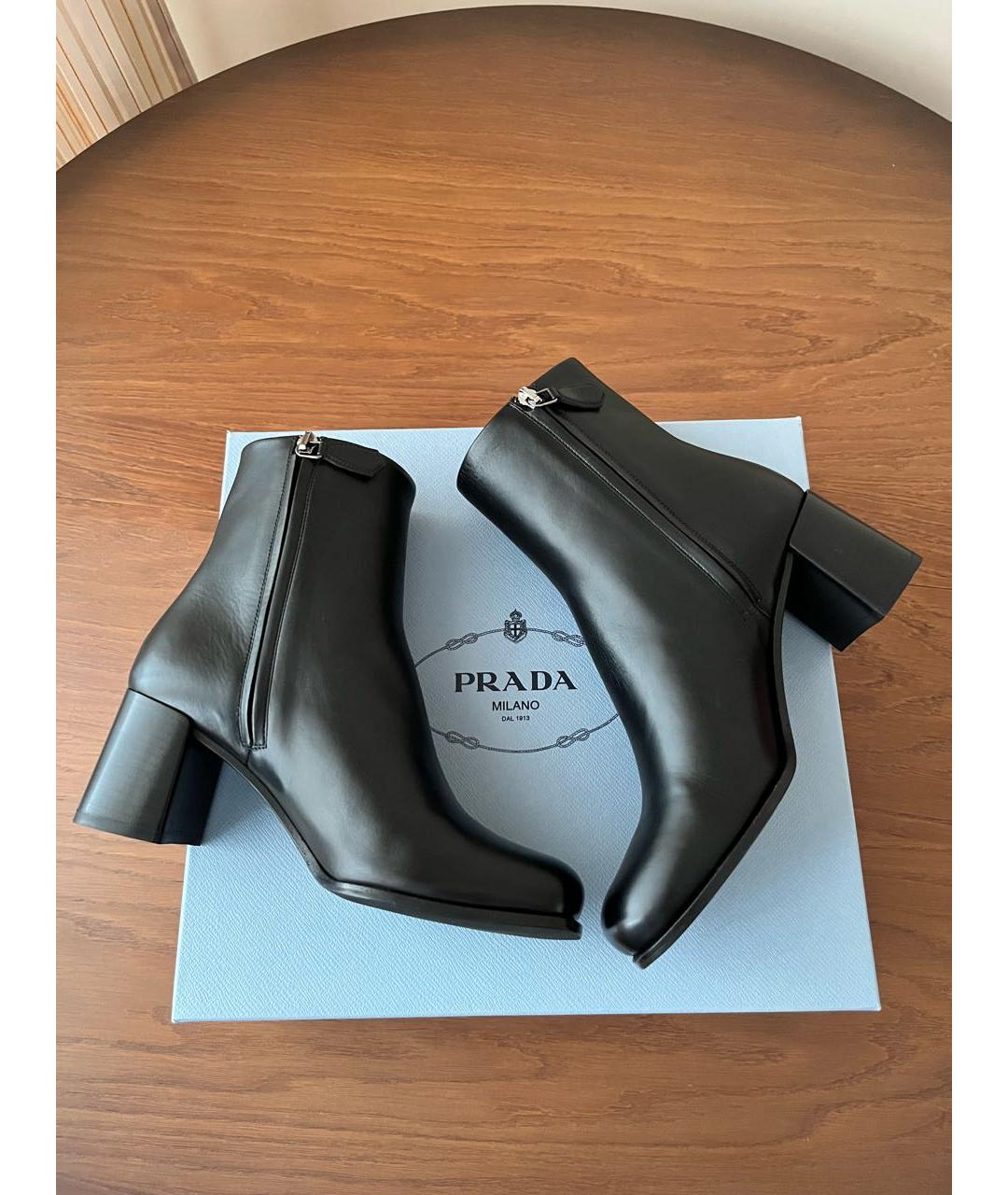 PRADA Черные кожаные ботильоны, фото 3