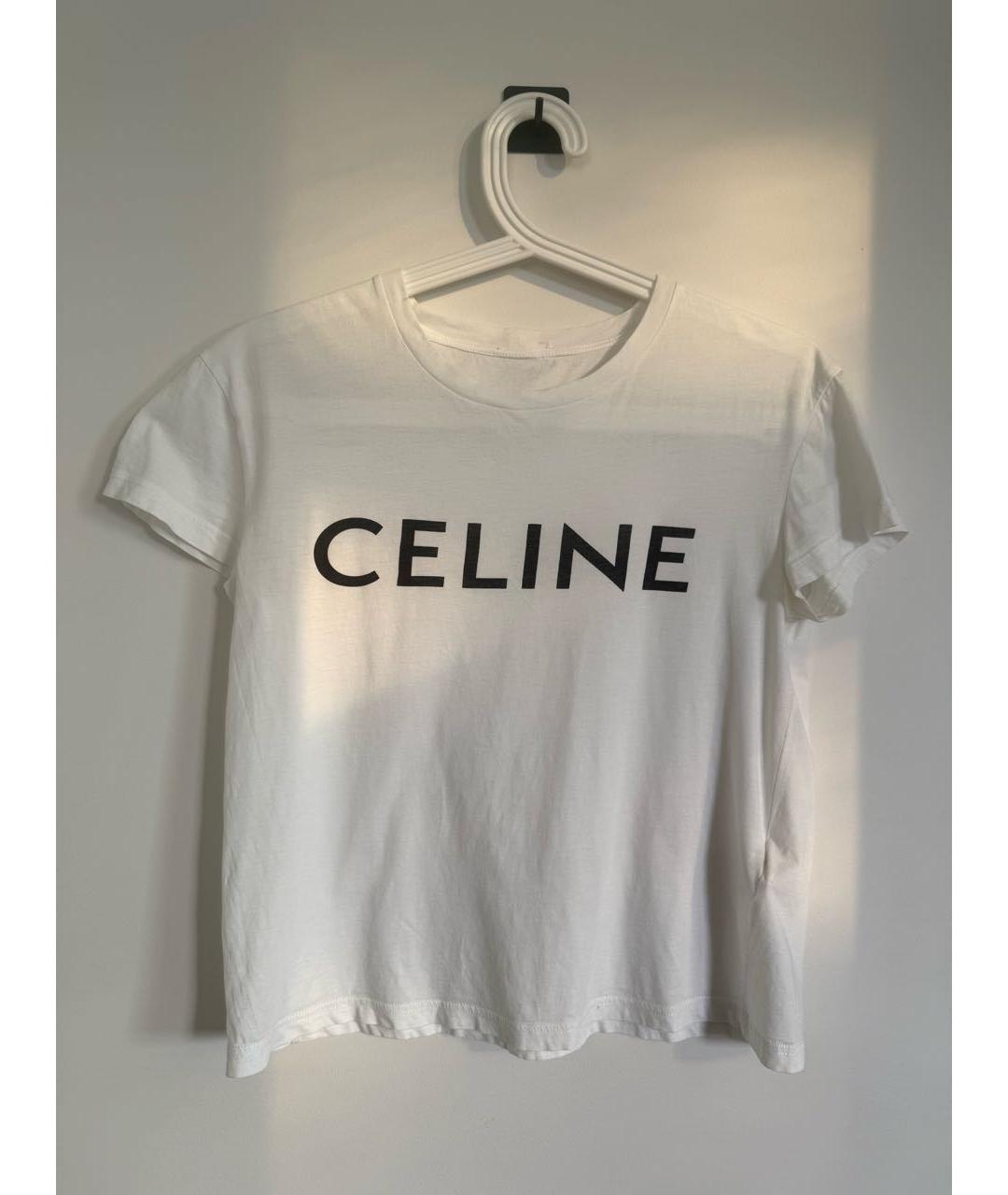 CELINE Белая хлопковая футболка, фото 6