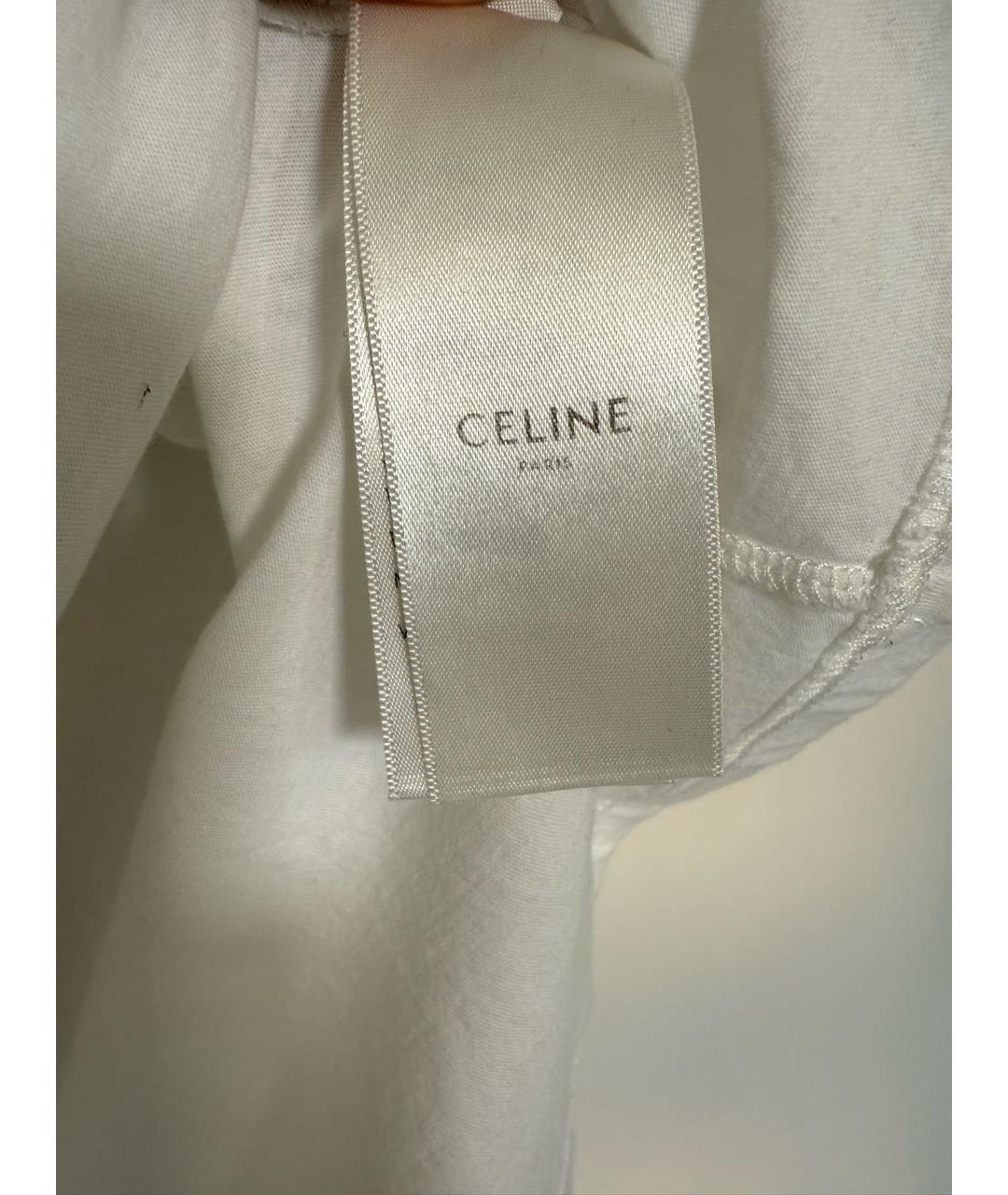 CELINE Белая хлопковая футболка, фото 5
