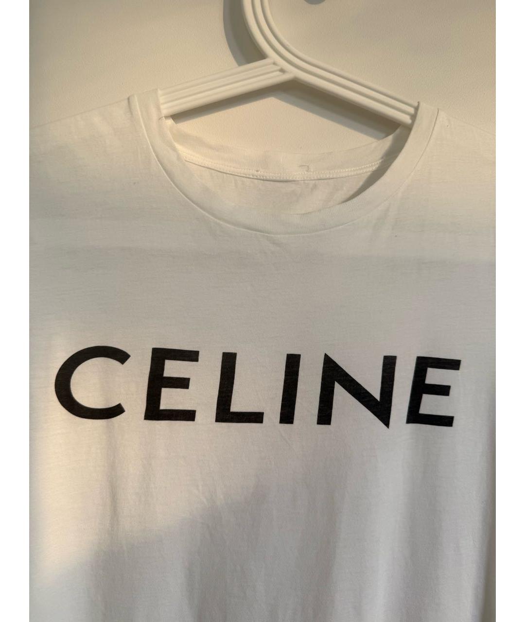 CELINE Белая хлопковая футболка, фото 3