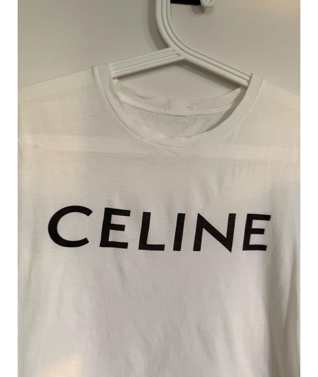 CELINE Белая хлопковая футболка, фото 4