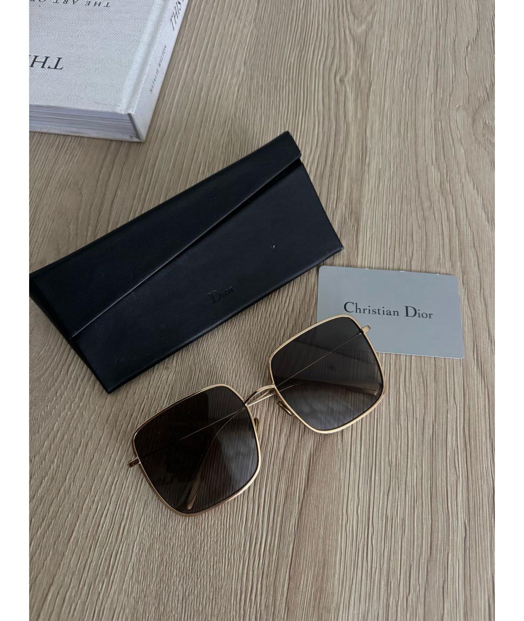 CHRISTIAN DIOR Коричневые металлические солнцезащитные очки, фото 3