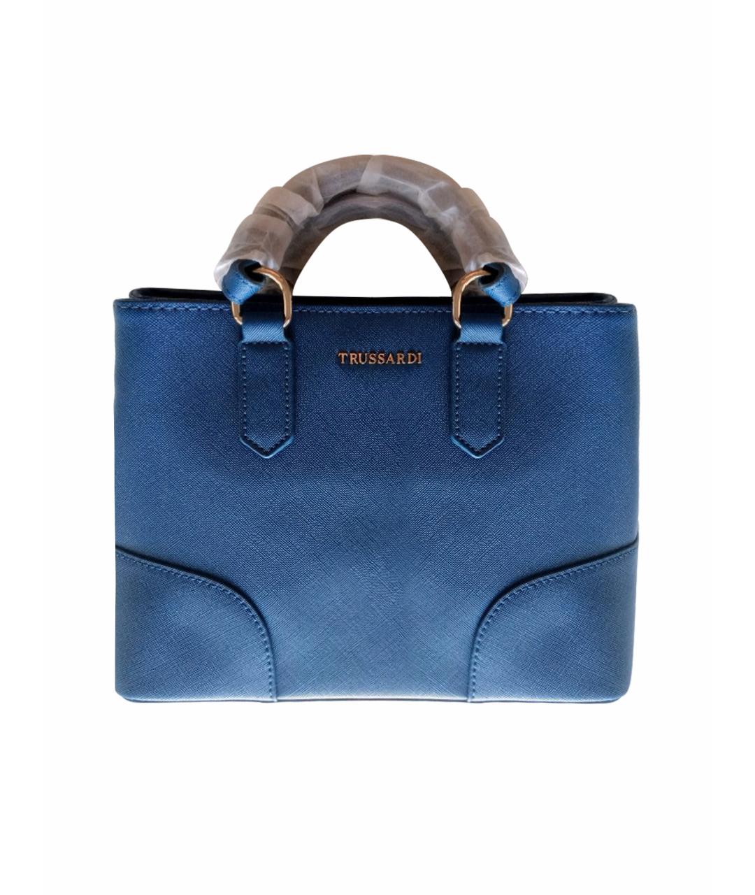 TRUSSARDI Голубая сумка тоут из искусственной кожи, фото 1
