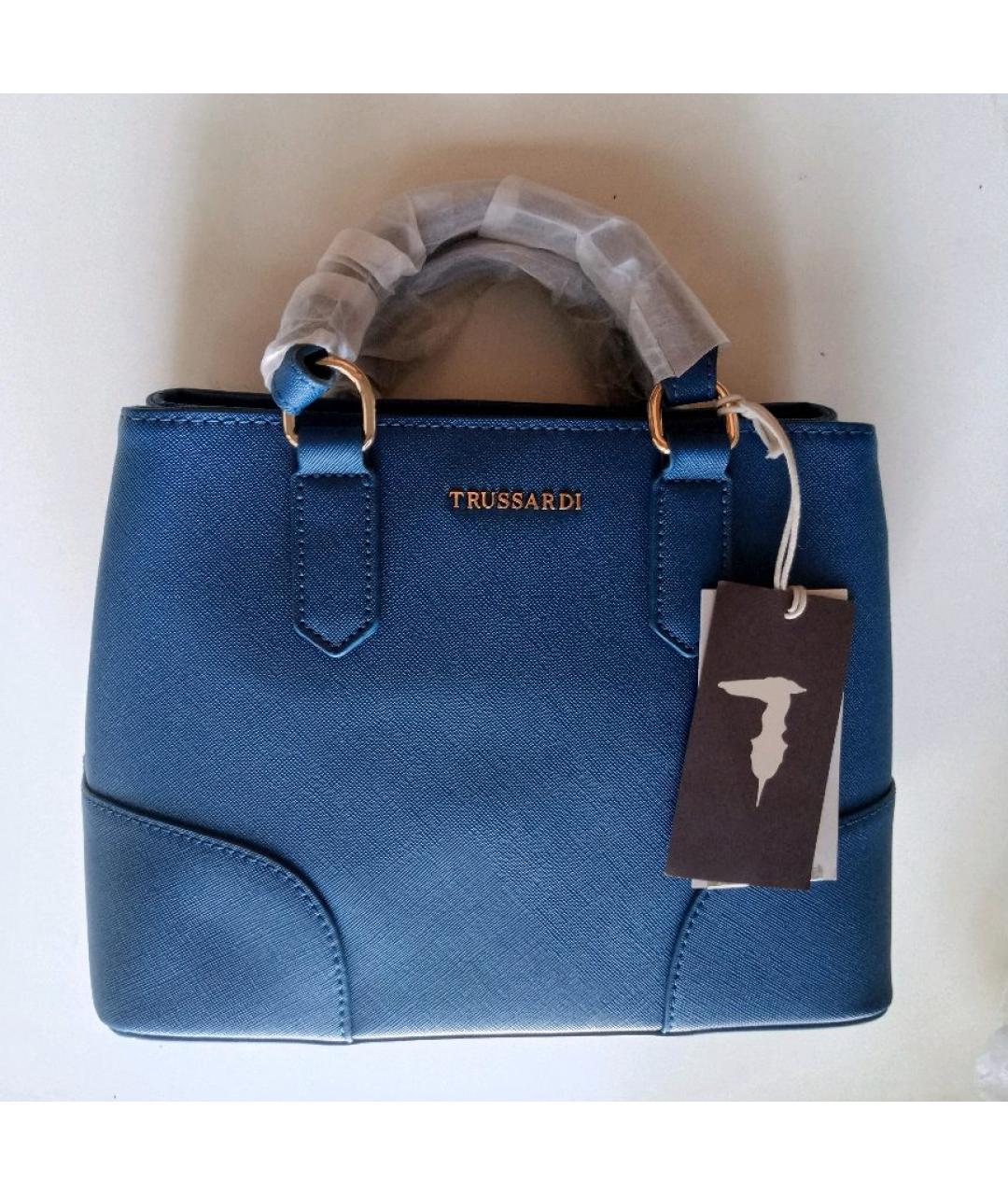 TRUSSARDI Голубая сумка тоут из искусственной кожи, фото 7