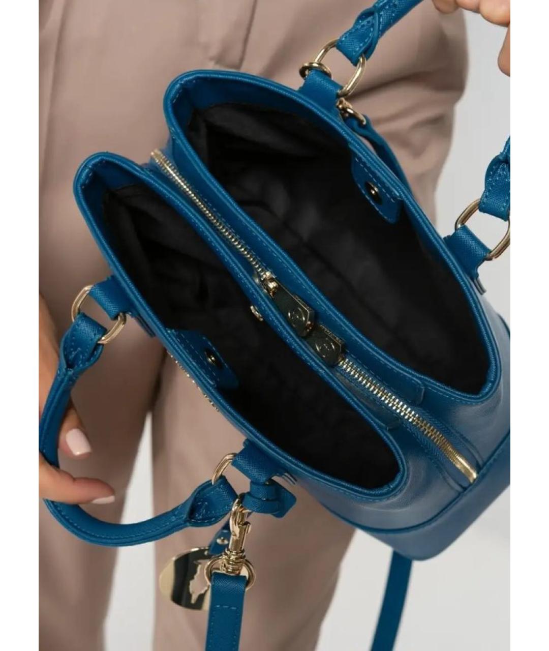 TRUSSARDI Голубая сумка тоут из искусственной кожи, фото 4