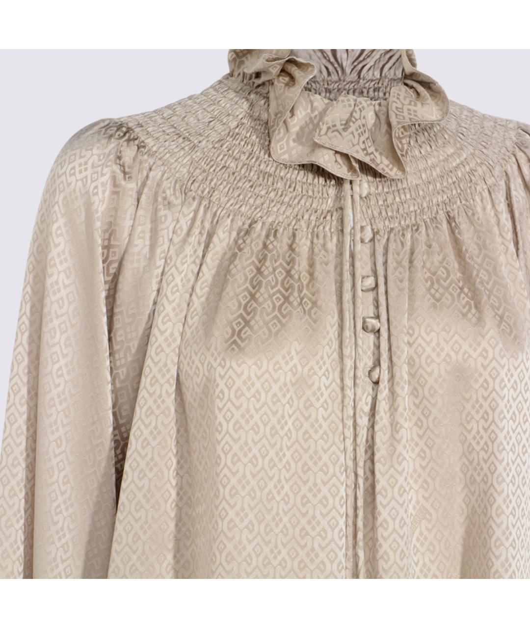 BURBERRY Бежевая шелковая блузы, фото 3