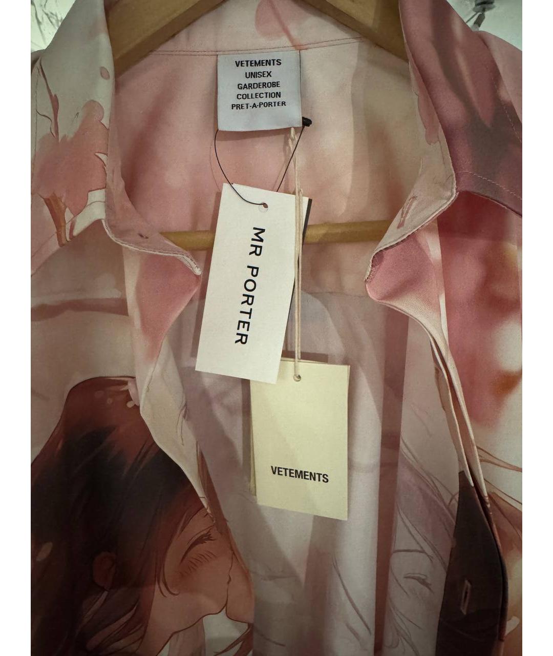VETEMENTS Розовая хлопковая кэжуал рубашка, фото 3