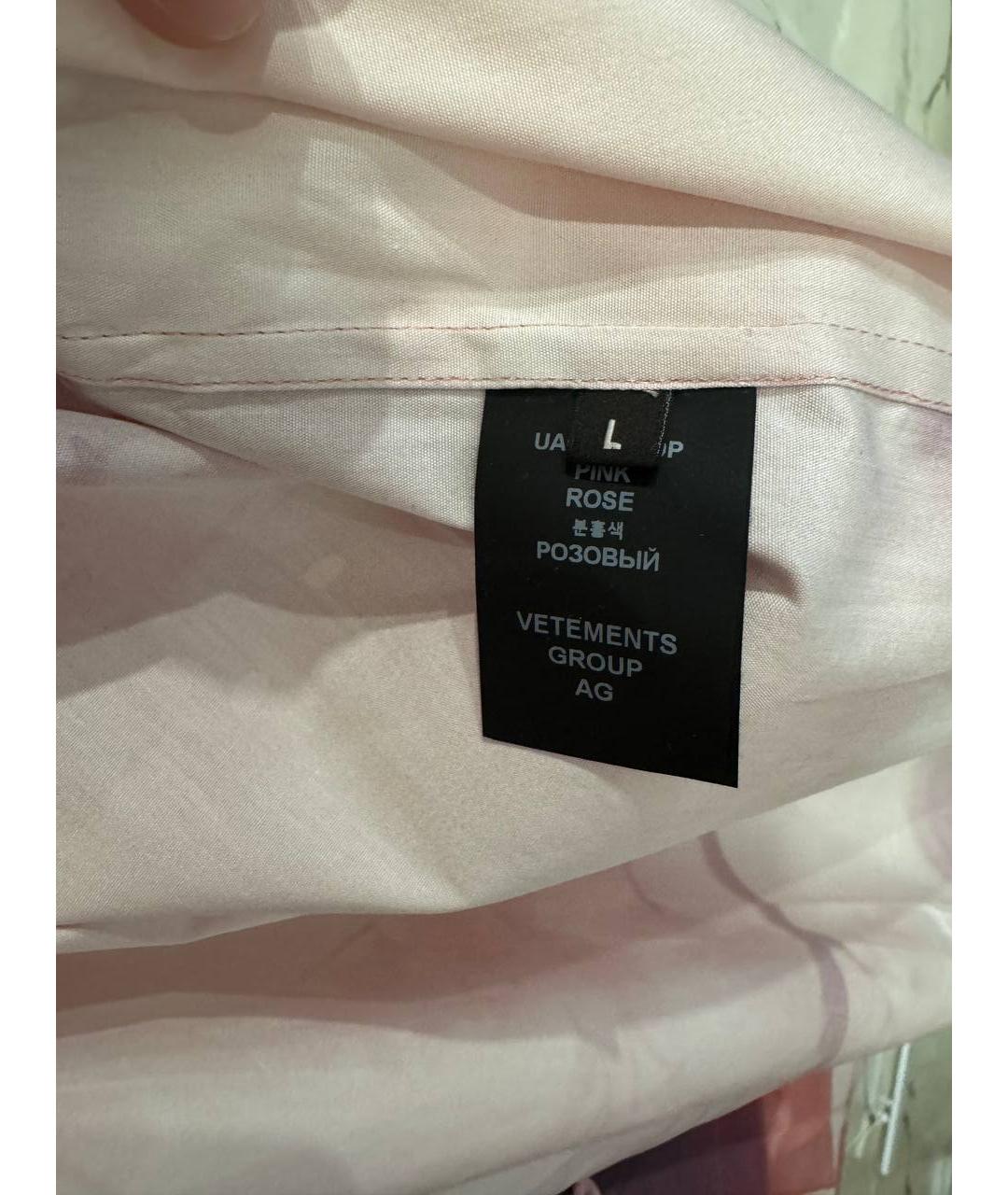 VETEMENTS Розовая хлопковая кэжуал рубашка, фото 4