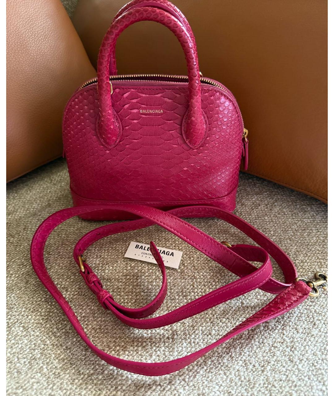BALENCIAGA Фуксия сумка с короткими ручками из экзотической кожи, фото 2
