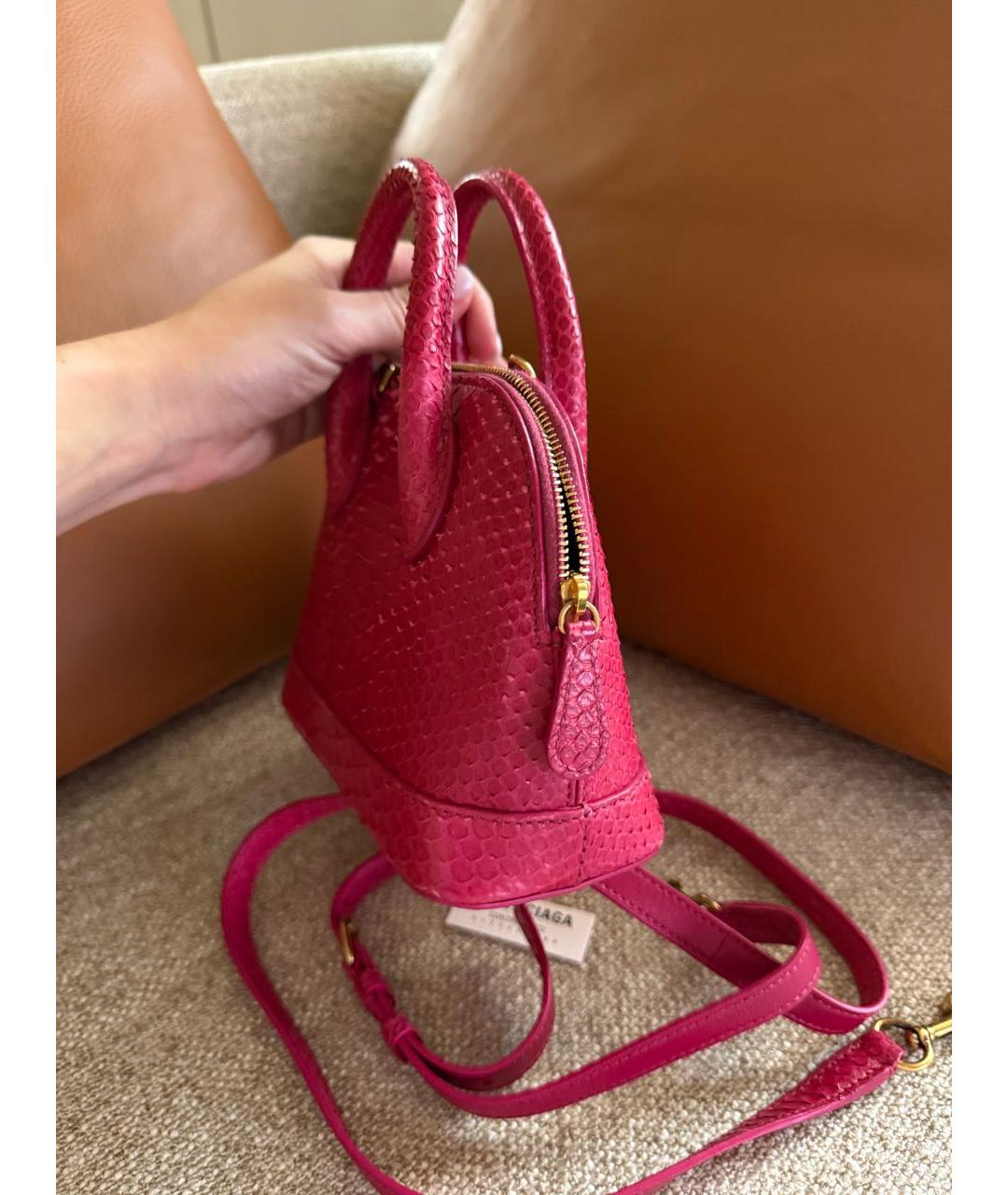 BALENCIAGA Фуксия сумка с короткими ручками из экзотической кожи, фото 3