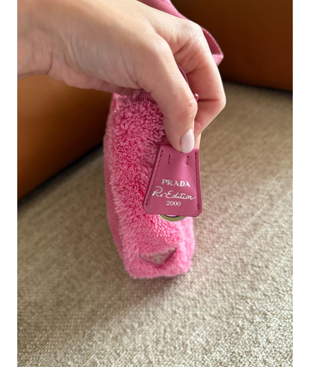 PRADA Розовая хлопковая сумка с короткими ручками, фото 4