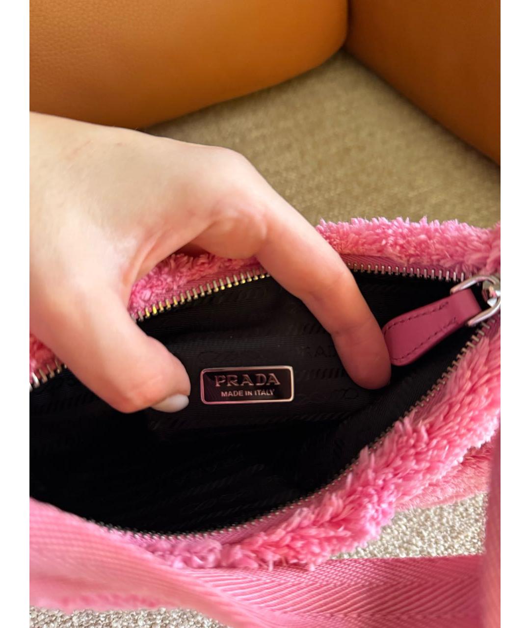 PRADA Розовая хлопковая сумка с короткими ручками, фото 5