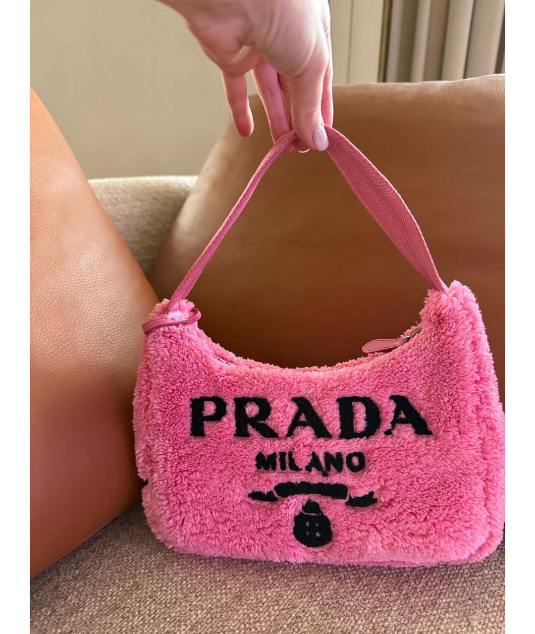 PRADA Розовая хлопковая сумка с короткими ручками, фото 2