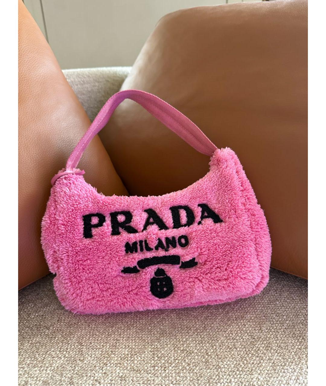 PRADA Розовая хлопковая сумка с короткими ручками, фото 6