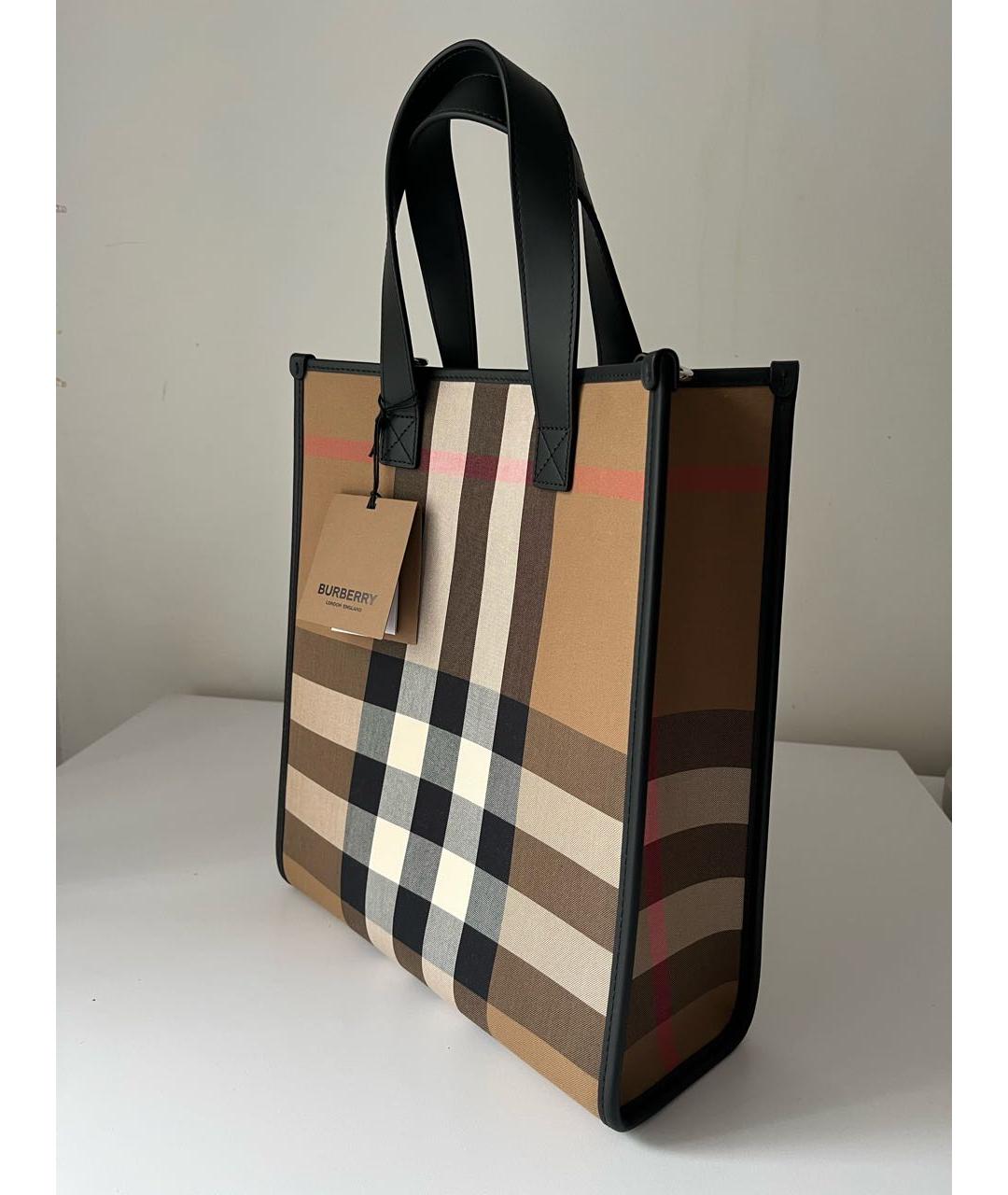 BURBERRY Коричневая кожаная сумка с короткими ручками, фото 2