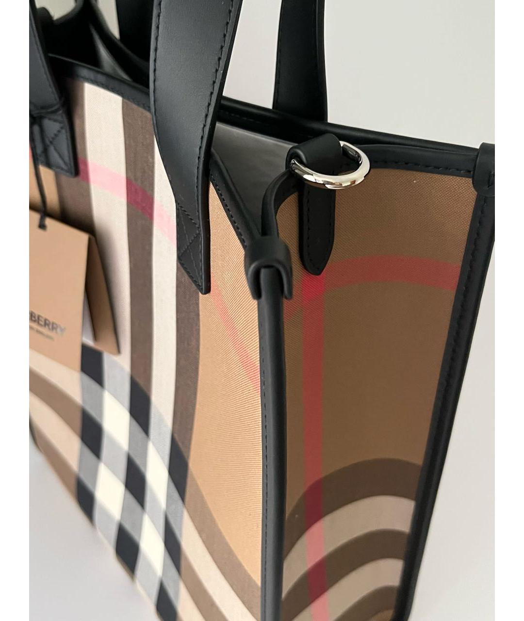 BURBERRY Коричневая кожаная сумка с короткими ручками, фото 8