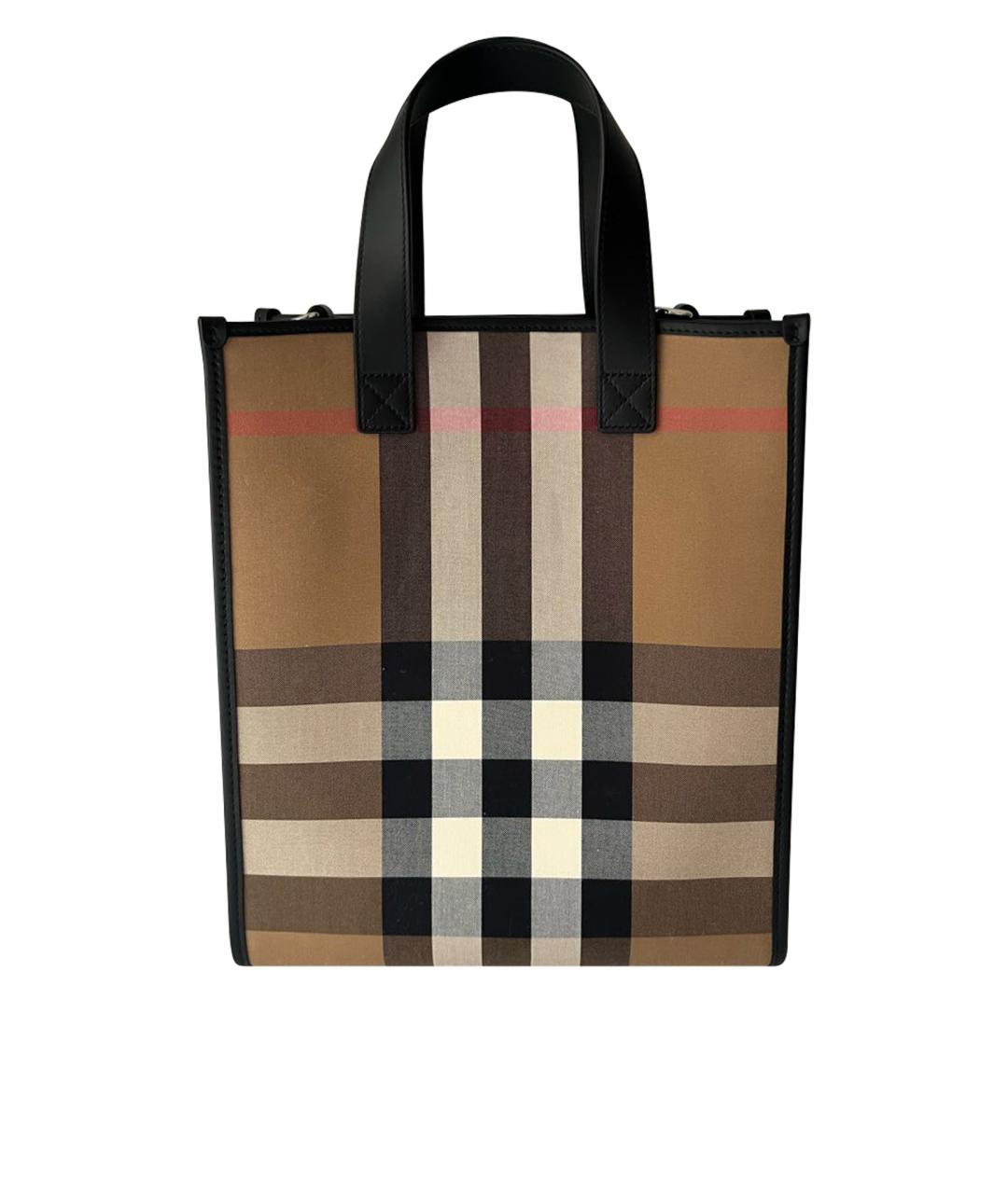 BURBERRY Коричневая кожаная сумка с короткими ручками, фото 1