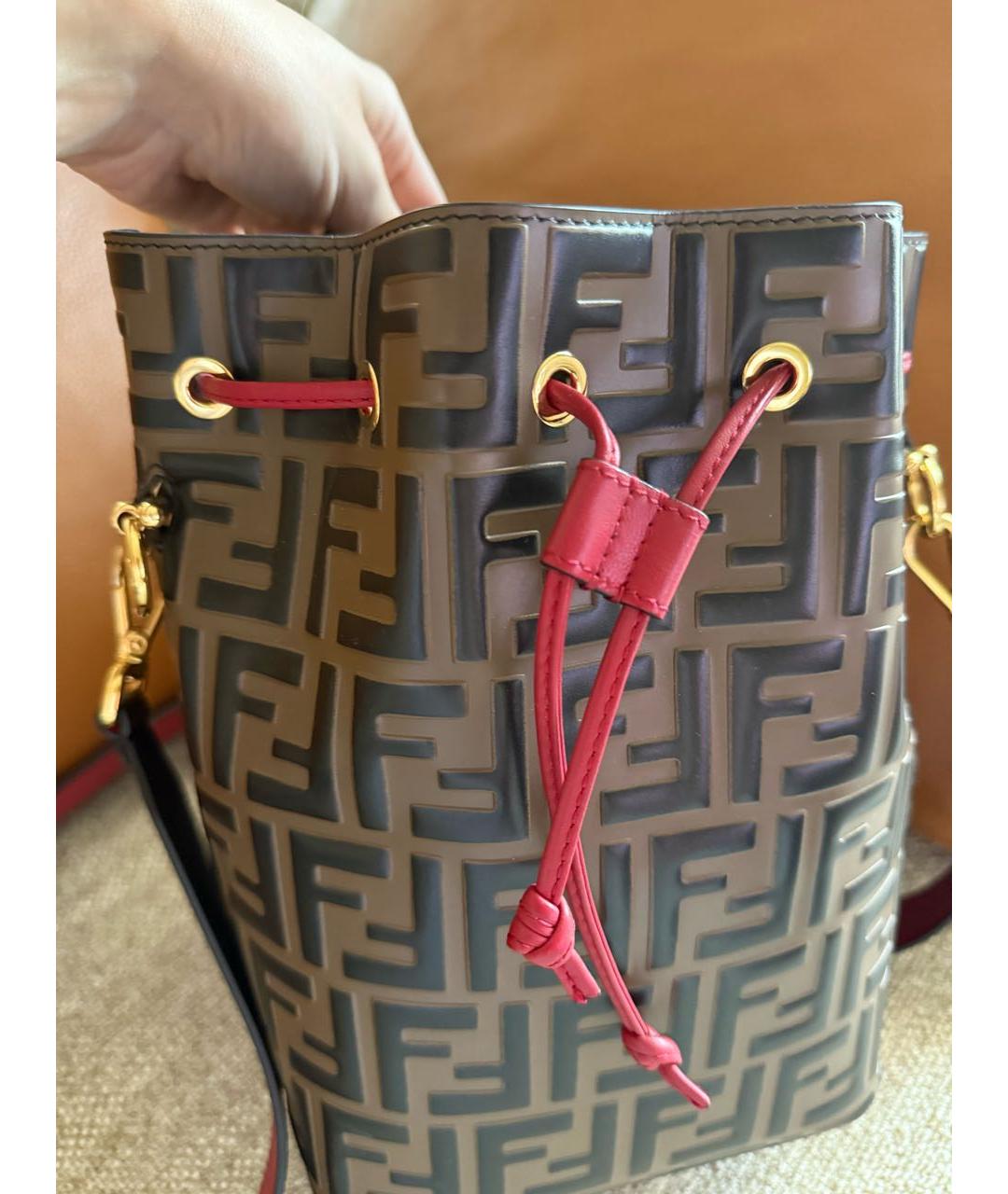 FENDI Коричневая кожаная сумка через плечо, фото 5