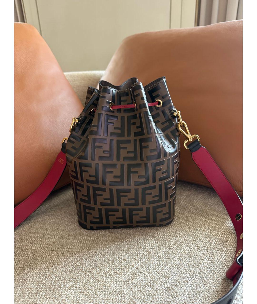 FENDI Коричневая кожаная сумка через плечо, фото 3