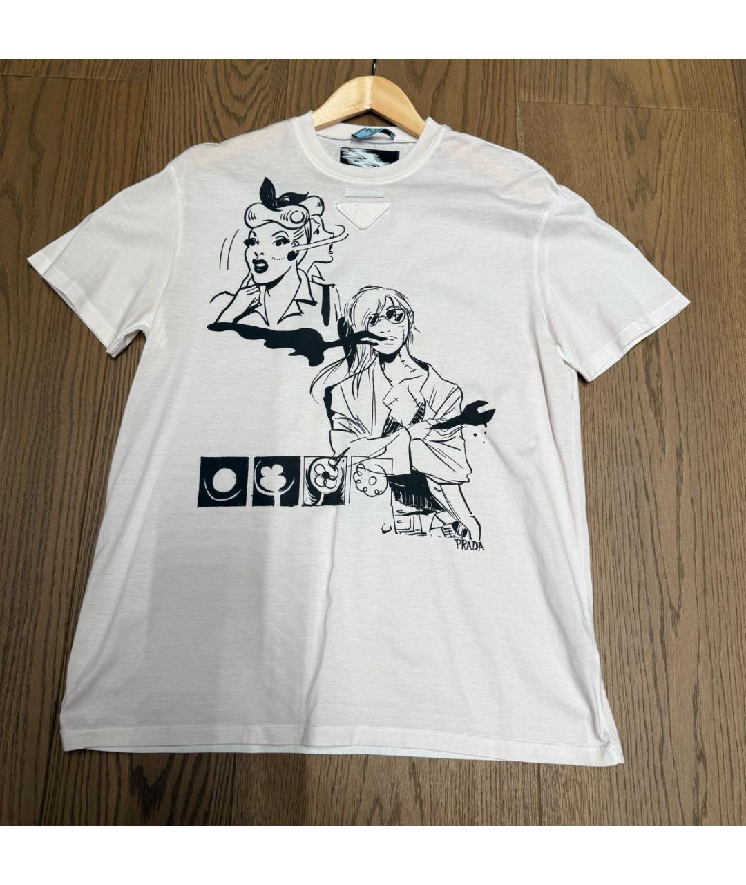 PRADA Белая хлопковая футболка, фото 6