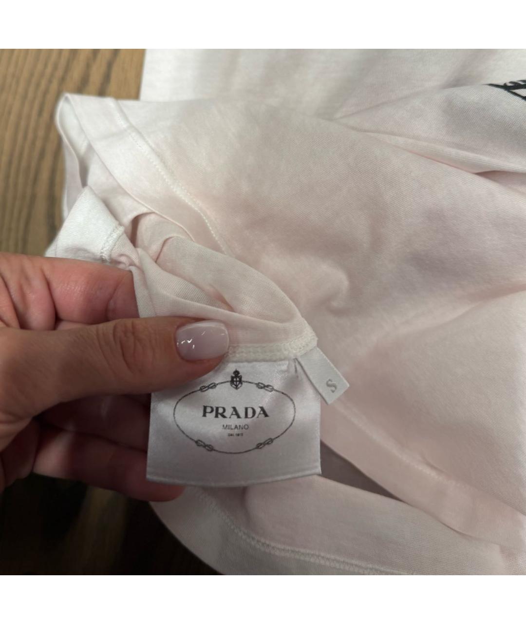 PRADA Белая хлопковая футболка, фото 4