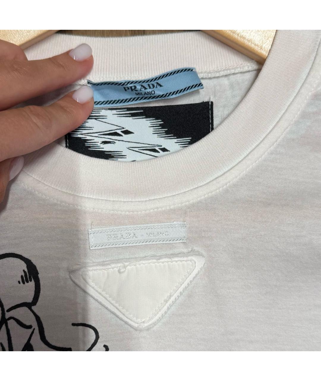 PRADA Белая хлопковая футболка, фото 2