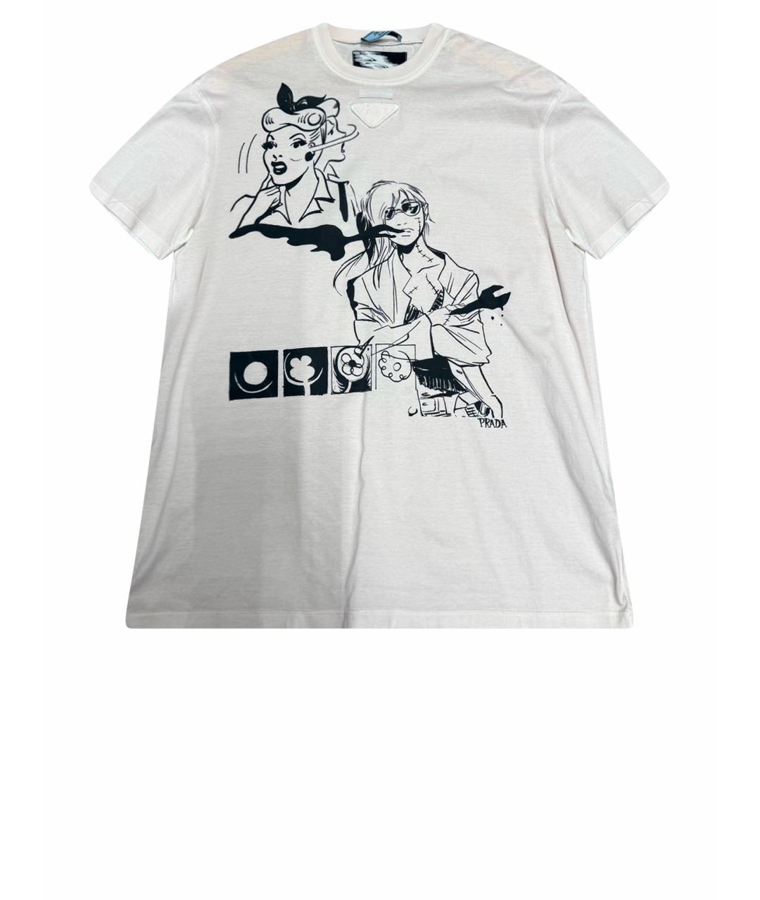 PRADA Белая хлопковая футболка, фото 1