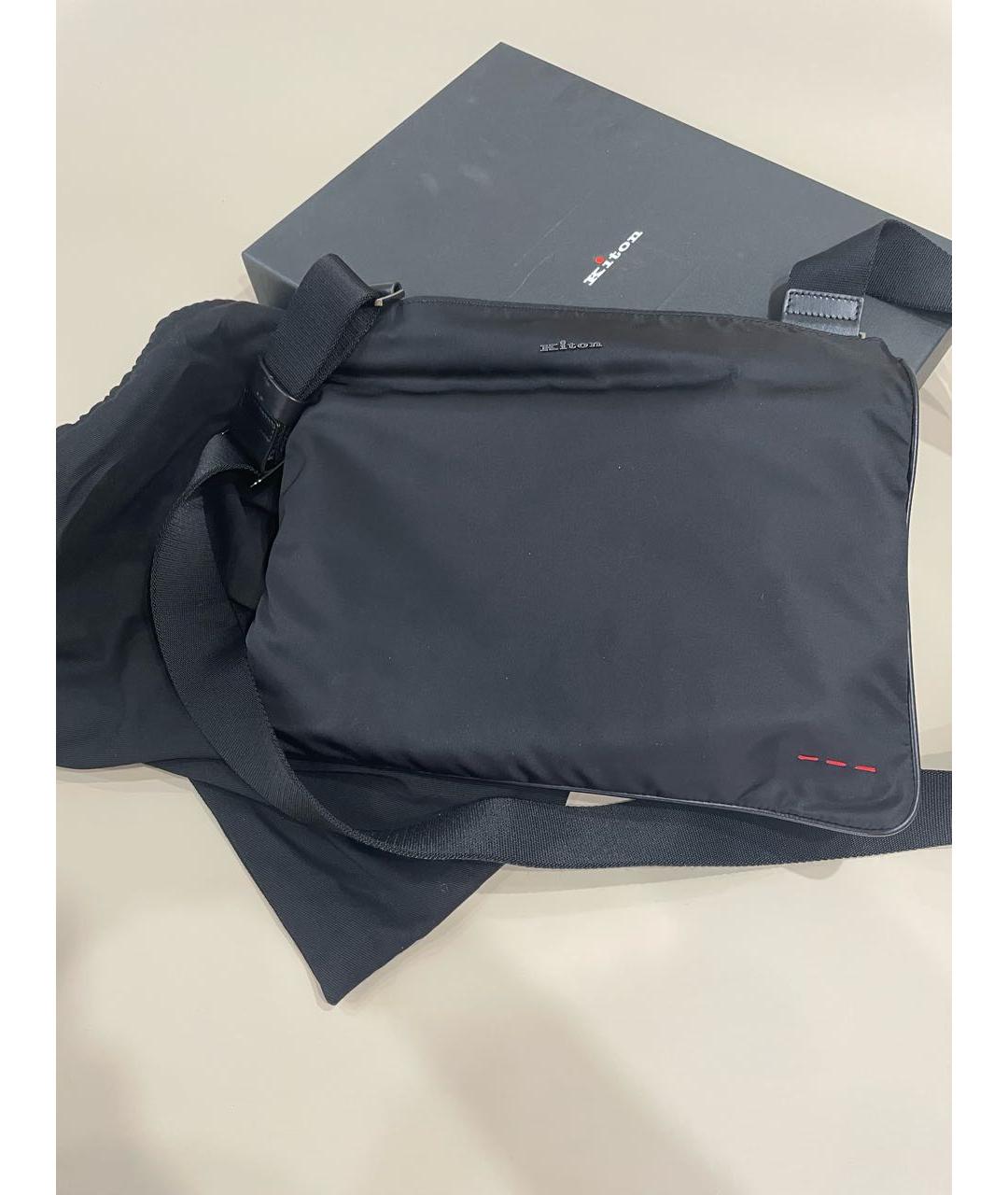KITON Черная синтетическая сумка на плечо, фото 5