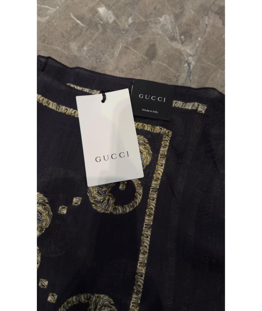 GUCCI Черный шелковый платок, фото 2