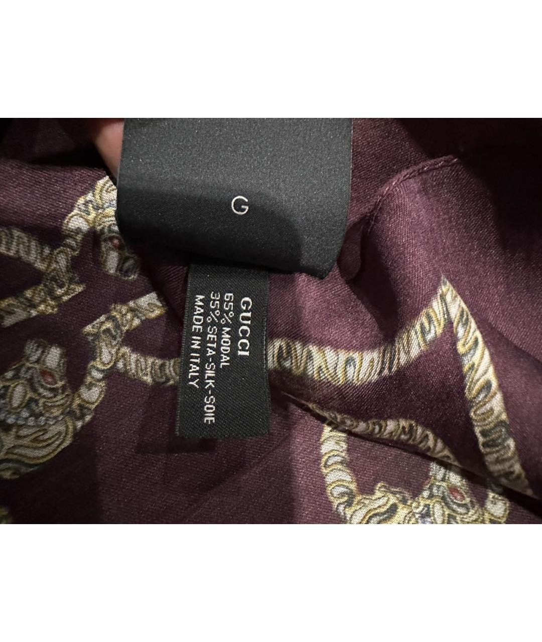 GUCCI Бордовый шелковый платок, фото 4