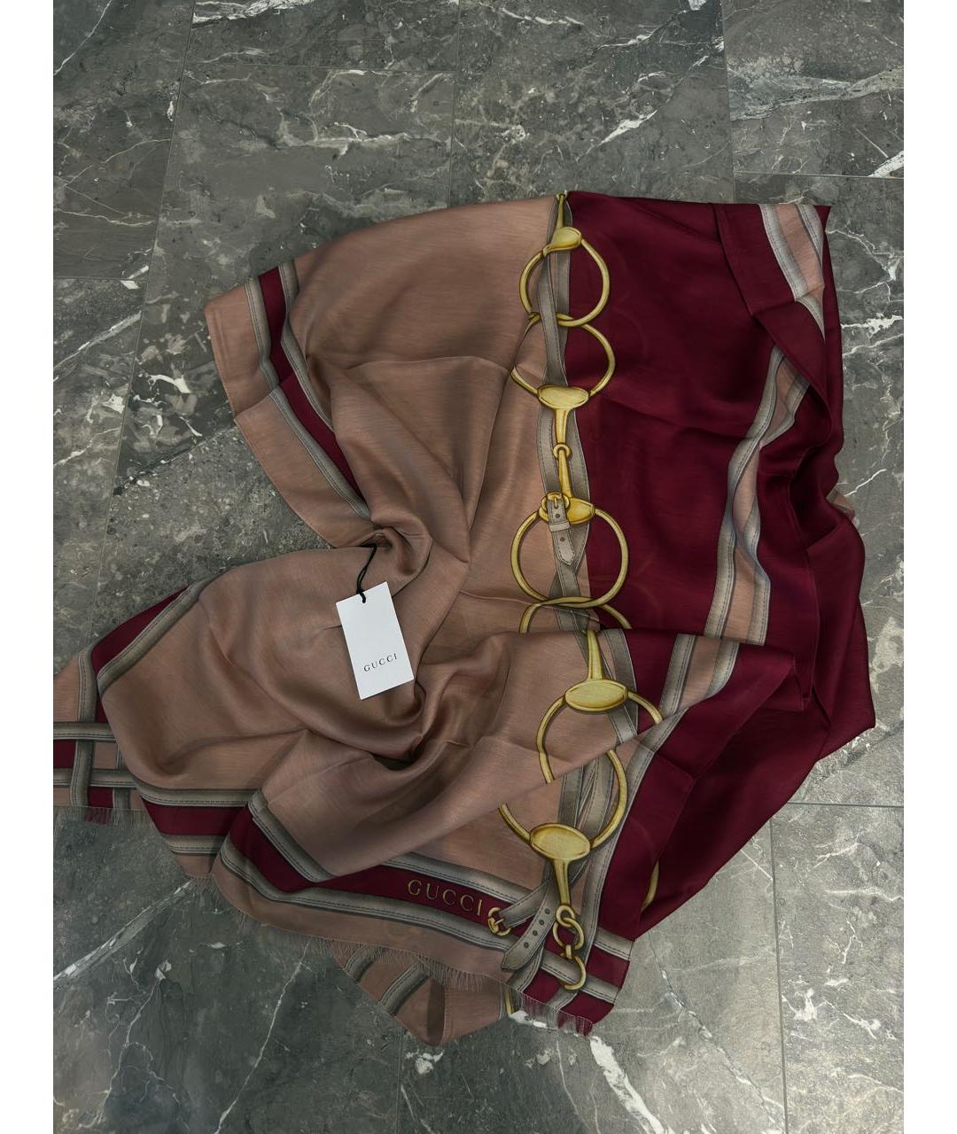 GUCCI Красный шелковый платок, фото 4