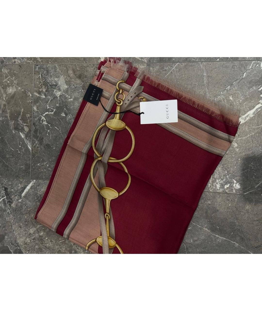 GUCCI Красный шелковый платок, фото 6