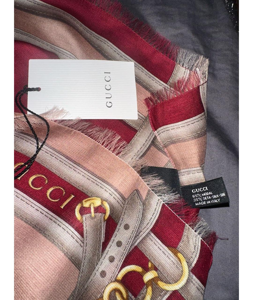GUCCI Красный шелковый платок, фото 5