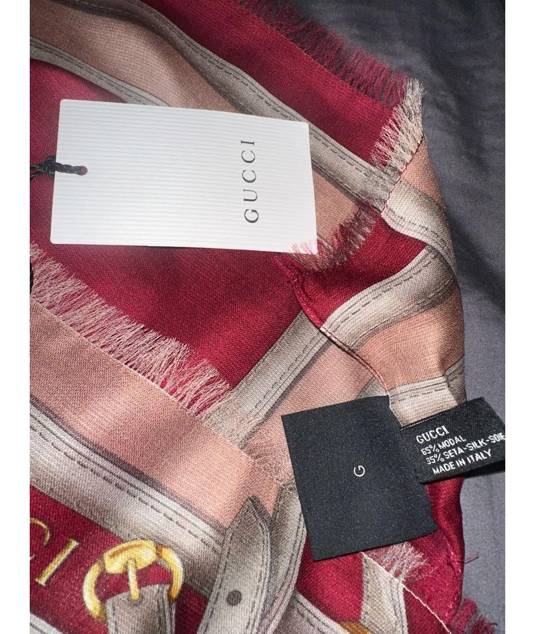 GUCCI Красный шелковый платок, фото 3