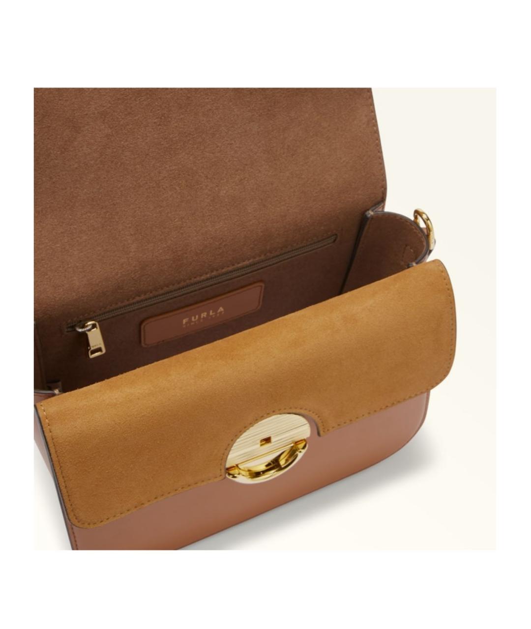 FURLA Коричневая кожаная сумка через плечо, фото 4