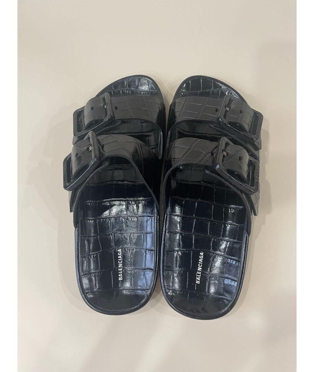 BALENCIAGA Черные шлепанцы из лакированной кожи, фото 3