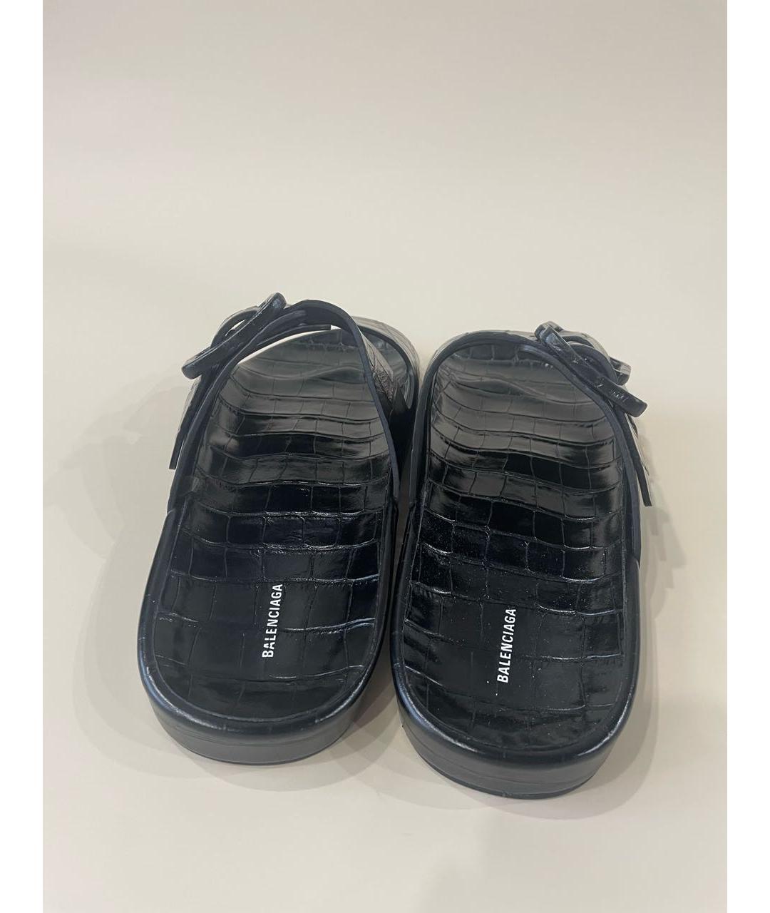 BALENCIAGA Черные шлепанцы из лакированной кожи, фото 4