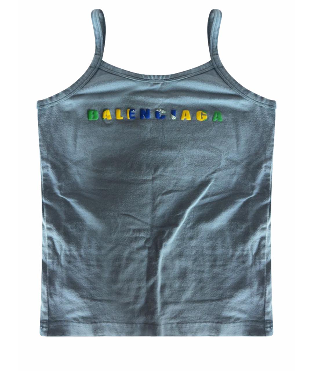 BALENCIAGA Голубая хлопковая майка, фото 1