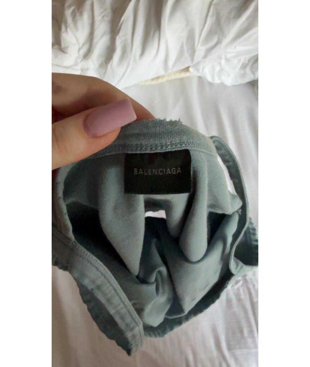 BALENCIAGA Голубая хлопковая майка, фото 3