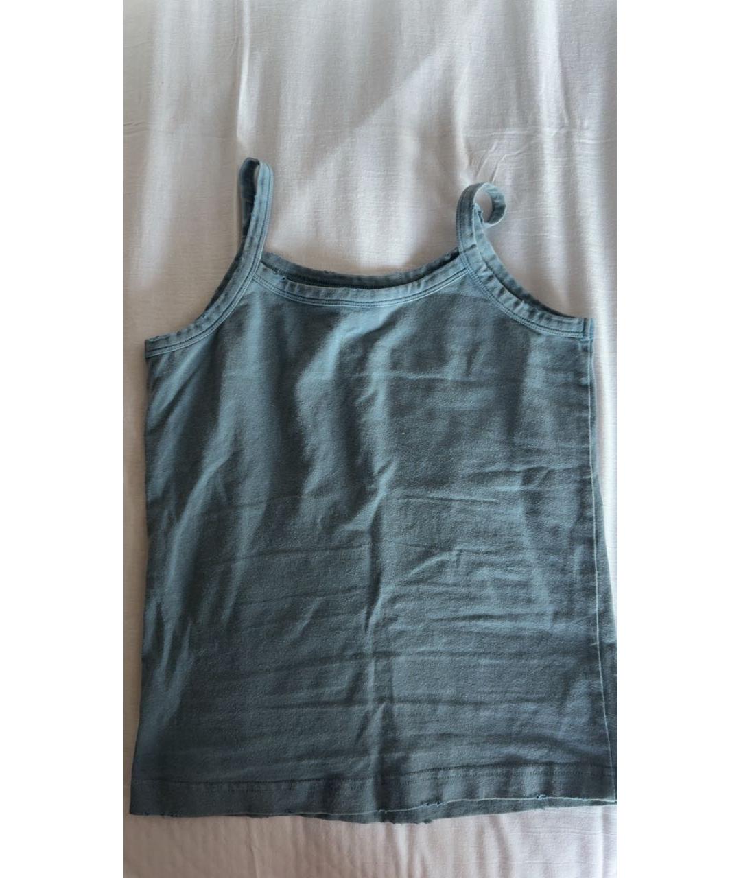 BALENCIAGA Голубая хлопковая майка, фото 2