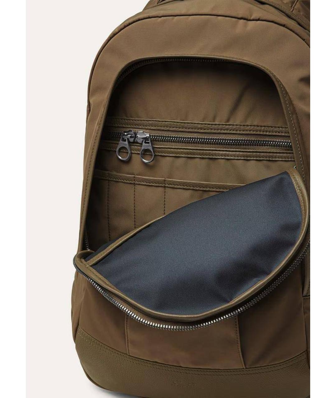 LORO PIANA Коричневый синтетический рюкзак, фото 4