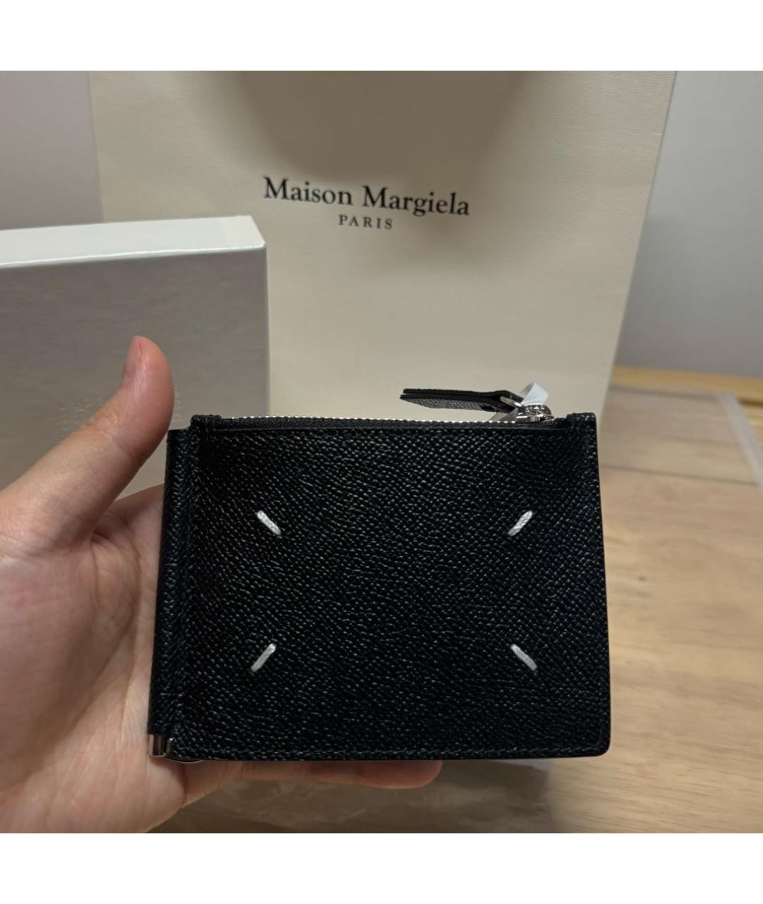 MAISON MARGIELA Черный кожаный кошелек, фото 3
