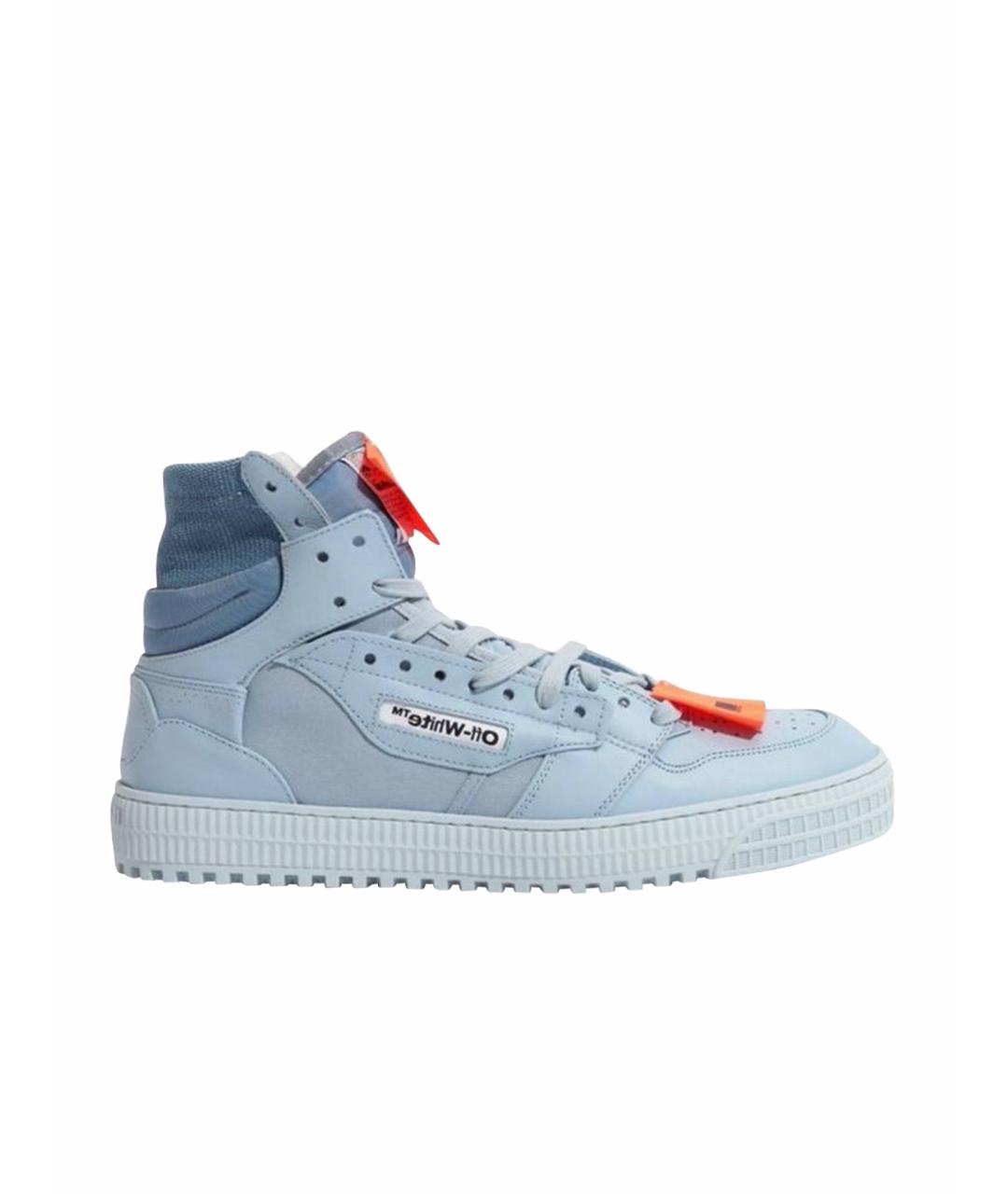 OFF-WHITE Голубые кожаные высокие кроссовки / кеды, фото 1