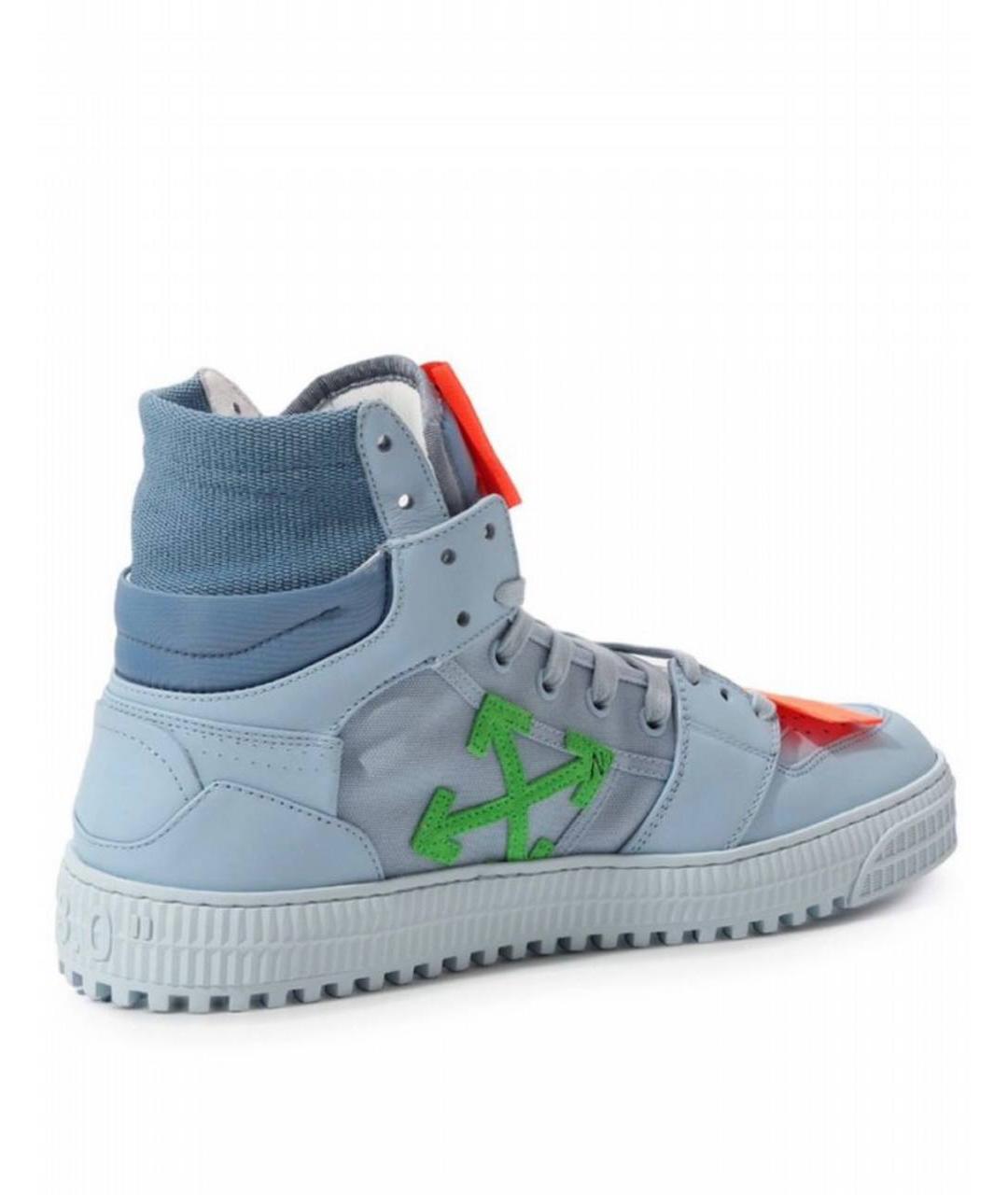 OFF-WHITE Голубые кожаные высокие кроссовки / кеды, фото 8