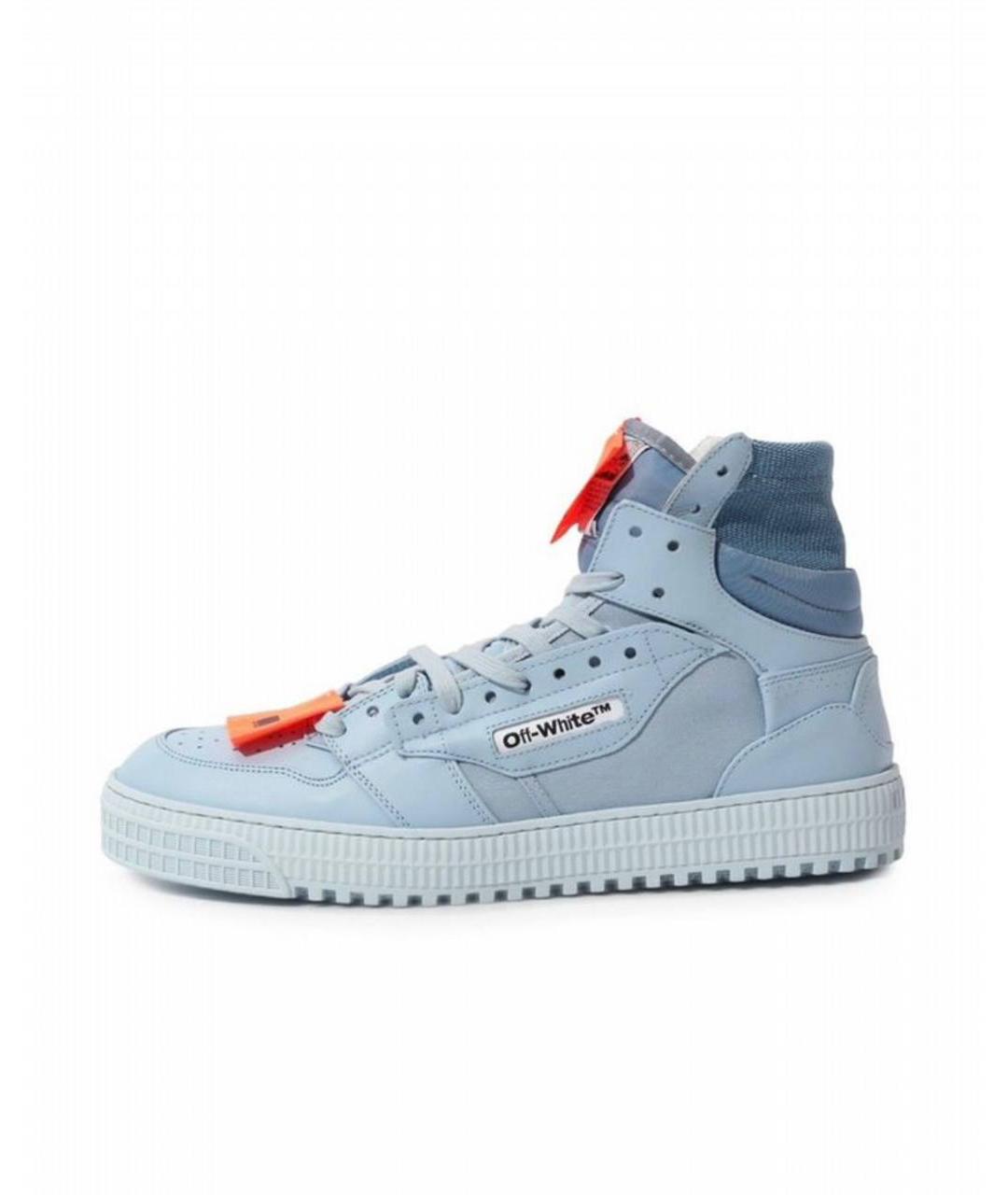 OFF-WHITE Голубые кожаные высокие кроссовки / кеды, фото 10