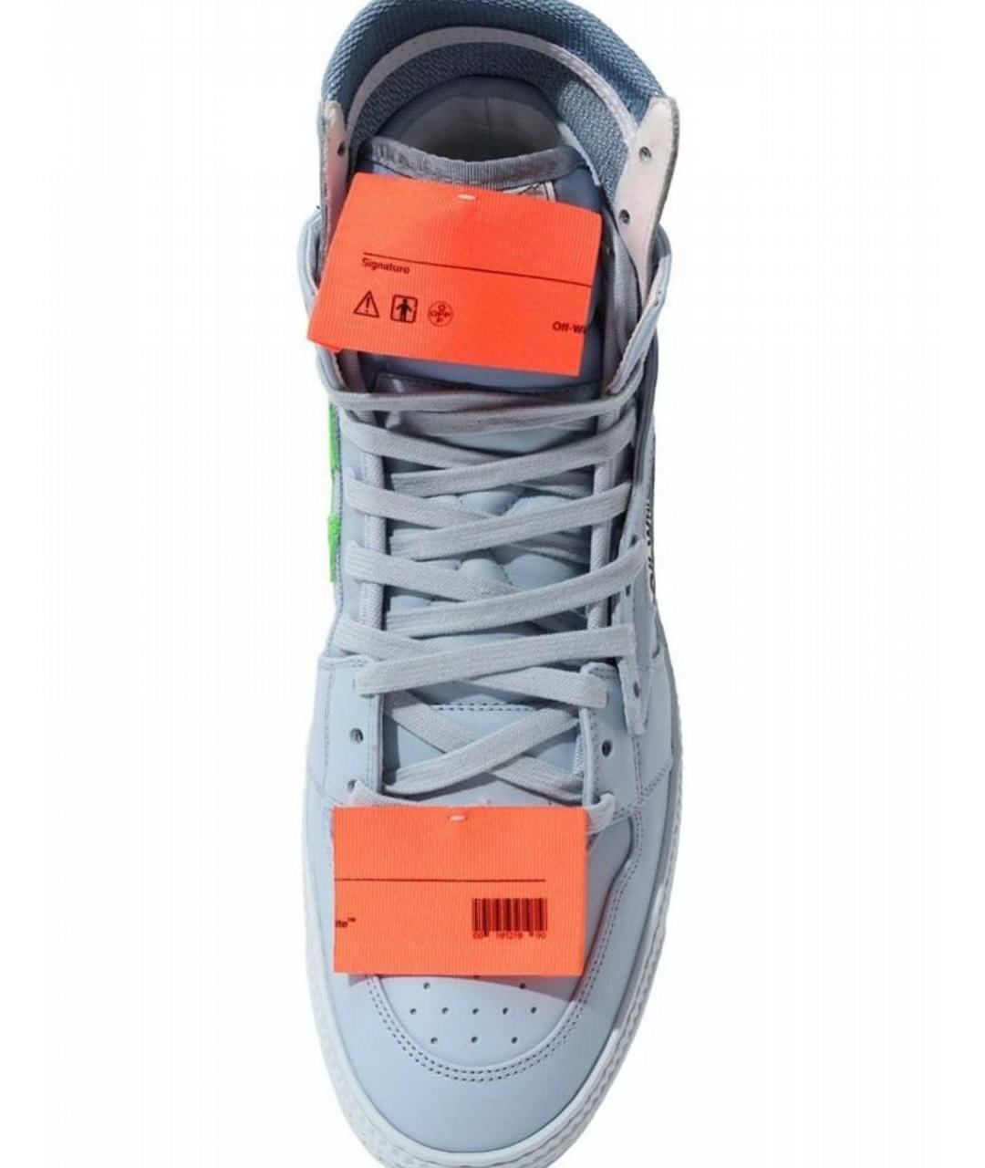 OFF-WHITE Голубые кожаные высокие кроссовки / кеды, фото 9